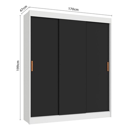 Guarda-Roupa Casal Capri 3 Portas 4 Gavetas Flex Branco/Preto - Fellicci