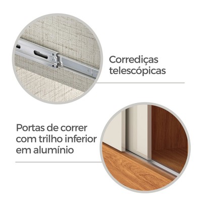 Guarda-Roupa Casal Capri 3 Portas 4 Gavetas Flex Branco/Preto - Fellicci