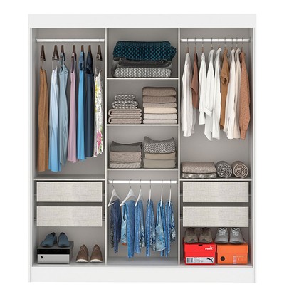 Guarda-Roupa Casal Capri 3 Portas 4 Gavetas Flex Branco/Preto - Fellicci