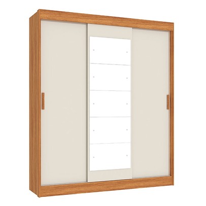 Guarda-Roupa Casal Capri 3 Portas 4 Gavetas com Espelho Flex Cinamomo/Grafite/Off White - Fellicci