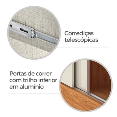 Guarda-Roupa Casal Capri 3 Portas 4 Gavetas com Espelho Flex Cinamomo/Grafite/Off White - Fellicci