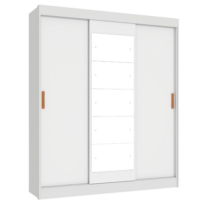 Guarda-Roupa Casal Capri 3 Portas 4 Gavetas com Espelho Flex Branco/Preto - Fellicci