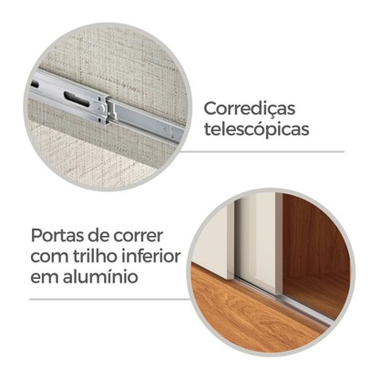 Guarda-Roupa Casal Capri 3 Portas 4 Gavetas com Espelho Flex Branco/Preto - Fellicci