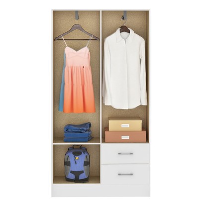Guarda-Roupa Solteiro Panamá 4 Portas 2 Gavetas Branco - Fellicci