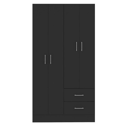 Guarda-Roupa Solteiro Panamá 4 Portas 2 Gavetas Preto - Fellicci