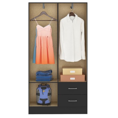 Guarda-Roupa Solteiro Panamá 4 Portas 2 Gavetas Preto - Fellicci