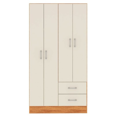 Guarda-Roupa Solteiro Panamá 4 Portas 2 Gavetas Cinamomo/Off White - Fellicci