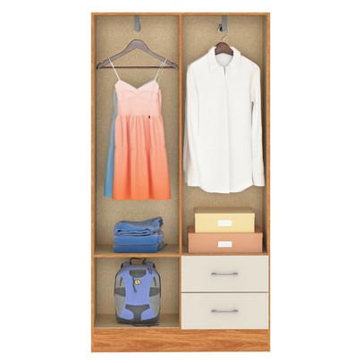 Guarda-Roupa Solteiro Panamá 4 Portas 2 Gavetas Cinamomo/Off White - Fellicci