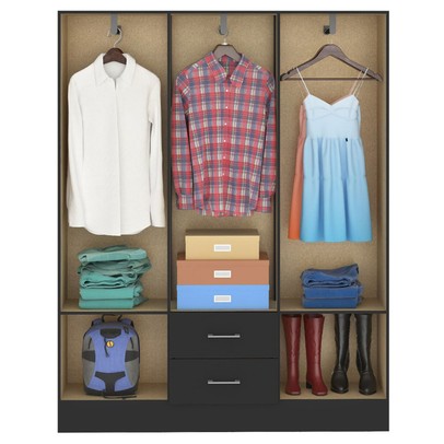 Guarda-Roupa Casal Jamaica 6 Portas 2 Gavetas Preto - Fellicci