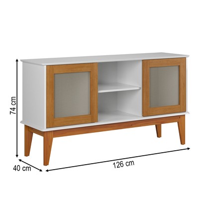 Balcão Buffet Denver 2 Portas 1 Prateleira Branco/Nature - Tebarrot