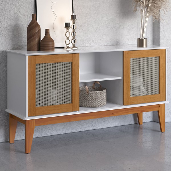 Balcão Buffet Denver 2 Portas 1 Prateleira Branco/Nature - Tebarrot