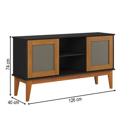 Balcão Buffet Denver 2 Portas 1 Prateleira Preto/Nature - Tebarrot