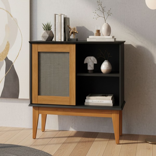 Balcão Buffet Denver 1 Porta 1 Prateleira Preto/Nature - Tebarrot