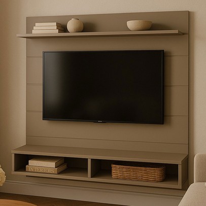Painel para TV Até 65 Polegadas Marte 1 Prateleira Off White - Tebarrot