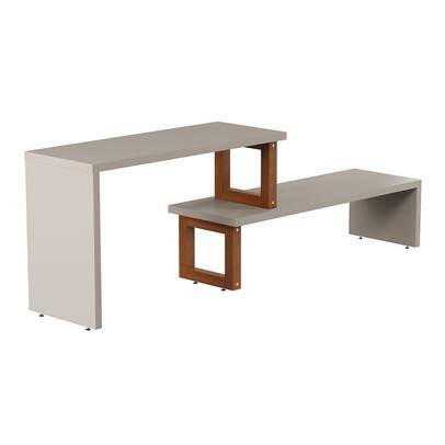 Rack para TV Até 70 Polegadas Netuno Off White/Nature - Tebarrot