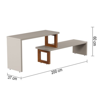 Rack para TV Até 70 Polegadas Netuno Off White/Nature - Tebarrot