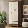 Guarda-Roupa Solteiro Fit 3 Portas 2 Gavetas Jequitiba/Off White - Santos Andirá
