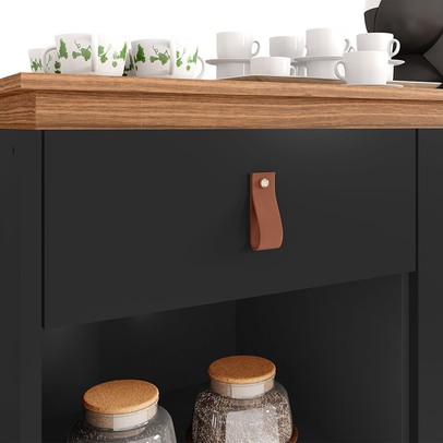 Aparador Café Dimamont 1 Porta 1 Gaveta Preto/Noce -  Pnr Móveis