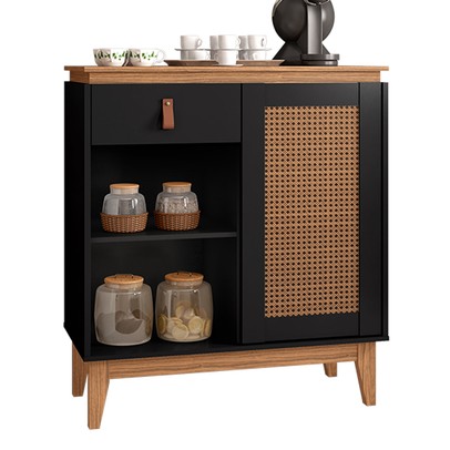 Aparador Café Dimamont 1 Porta 1 Gaveta Preto/Noce -  Pnr Móveis