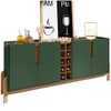 Balcão Buffet Theo 4 Portas com Adega Verde Oliva/Cedro - Pnr Móveis