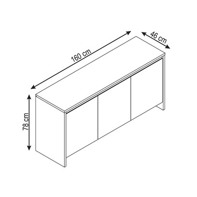 Balcão Buffet Meia-Praia 3 Portas 1 Gaveta Hannover/Fendi - Pnr Móveis