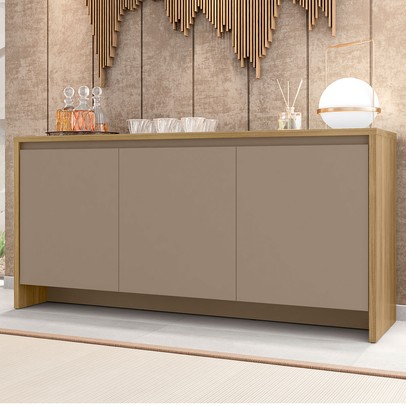 Balcão Buffet Meia-Praia 3 Portas 1 Gaveta Hannover/Fendi - Pnr Móveis