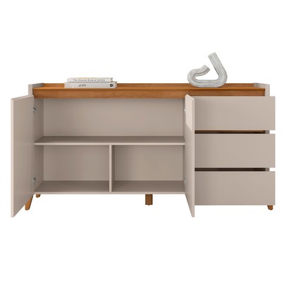 Balcão Buffet Cervionne 3 Gavetas 2 Portas Cedro/Off White - Pnr Móveis