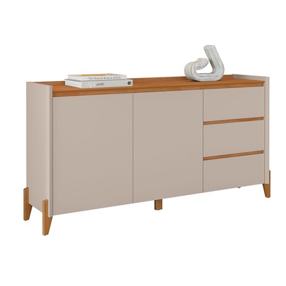 Balcão Buffet Cervionne 3 Gavetas 2 Portas Cedro/Off White - Pnr Móveis