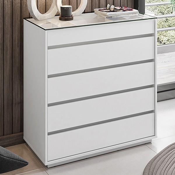 Cômoda Rabat 5 Gavetas Branco -  Pnr Móveis
