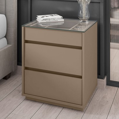 Mesa de Cabeceira Villach 3 Gavetas Fendi - Pnr Móveis