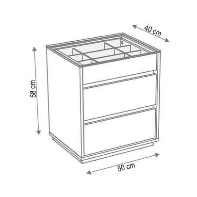 Mesa de Cabeceira Villach 3 Gavetas Fendi - Pnr Móveis