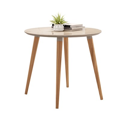 Mesa de Madeira Indy com Tampo de Vidro Off White -  Pnr Móveis