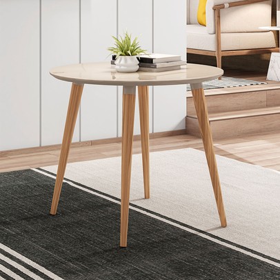 Mesa de Madeira Indy com Tampo de Vidro Off White -  Pnr Móveis