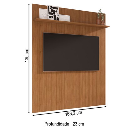 Painel para TV Até 60 Polegadas Aléria 1 Prateleira Cedro - Pnr Móveis