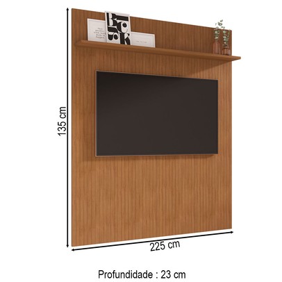Painel para TV Até 70 Polegadas Aléria 1 Prateleira Cedro - Pnr Móveis