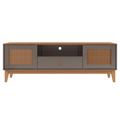 Rack para TV Até 60 Polegadas Thaim 2 Portas 1 Gaveta Cinza Perola/Noce - Pnr Móveis