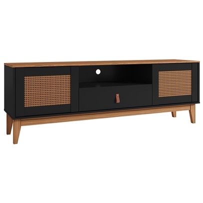 Rack para TV Até 60 Polegadas Thaim 2 Portas 1 Gaveta Preto/Noce - Pnr Móveis