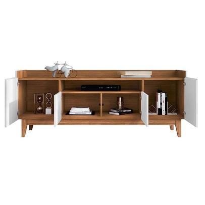 Rack para TV Até 65 Polegadas Andriely 4 Portas Branco/Cedro - Pnr Móveis