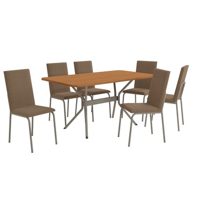 Mesa de Jantar 6 Lugares Vitta Nikel/Cappuccino - Kappesberg