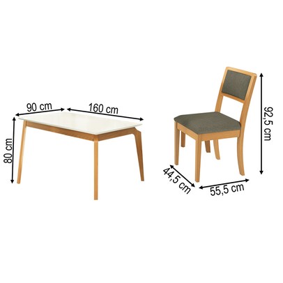 Mesa de Jantar 4 Lugares Concept com Vidro Madeira/Off White/Verde - Kappesberg