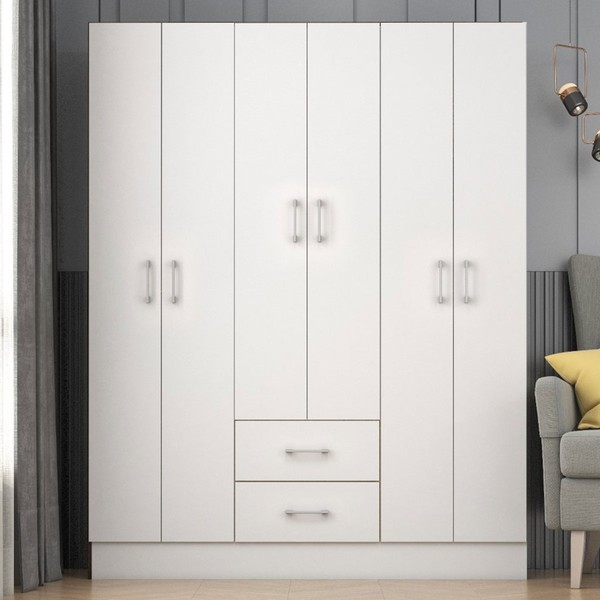 Guarda-Roupa Casal Jamaica 6 Portas 2 Gavetas Branco - Fellicci