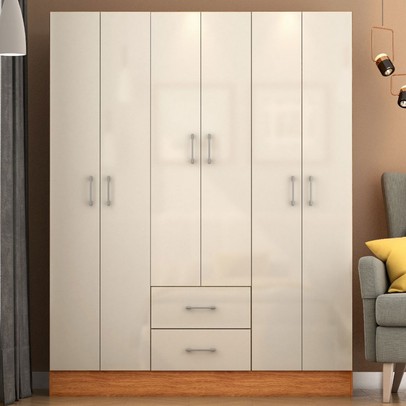 Guarda-Roupa Casal Jamaica 6 Portas 2 Gavetas Cinamomo/Off White - Fellicci