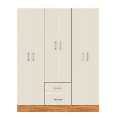 Guarda-Roupa Casal Jamaica 6 Portas 2 Gavetas Cinamomo/Off White - Fellicci