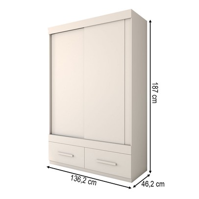 Guarda-Roupa Solteiro Trevor 2 Portas 2 Gavetas Branco - Panorama Móveis