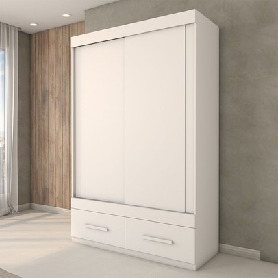 Guarda-Roupa Solteiro Trevor 2 Portas 2 Gavetas Branco - Panorama Móveis
