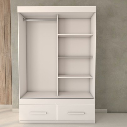 Guarda-Roupa Solteiro Trevor 2 Portas 2 Gavetas Branco - Panorama Móveis