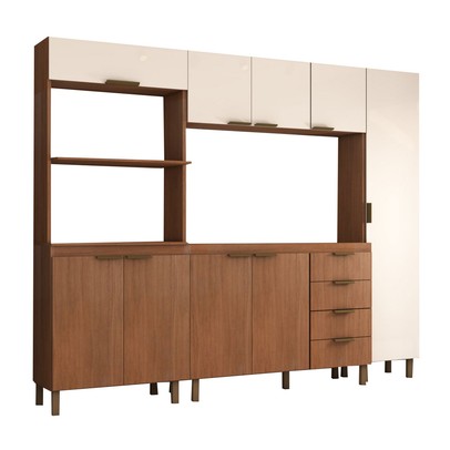 Cozinha Completa Sensação 9 Portas 3 Gavetas Freijó/Off White - Panorama Móveis