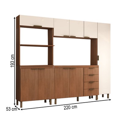 Cozinha Completa Sensação 9 Portas 3 Gavetas Freijó/Off White - Panorama Móveis