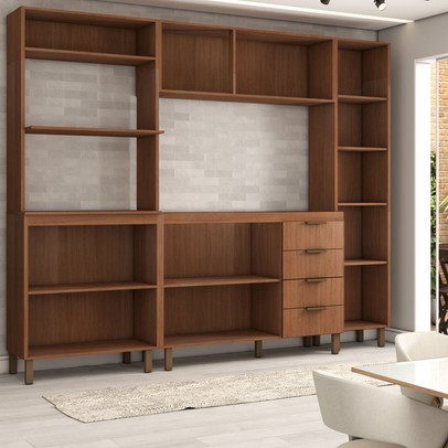 Cozinha Completa Sensação 9 Portas 3 Gavetas Freijó/Off White - Panorama Móveis