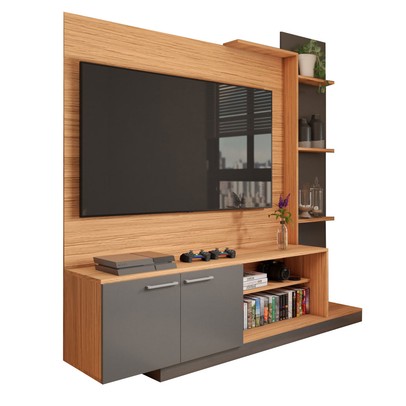 Estante para TV Até 55 Polegadas Castelar 2 Portas Cinamomo/Grafite - Panorama Móveis
